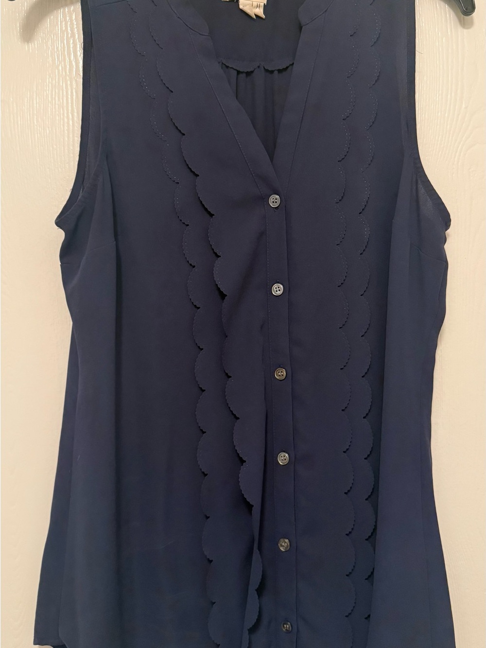 Meadow Rue Anthropology Navy Scallop-Trim Button Front Camisole